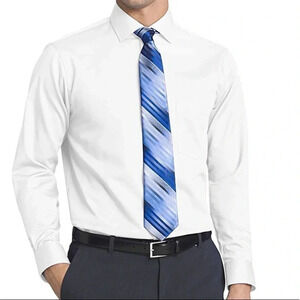 Van Heusen White Dress Shirt Regular Fit Flex Collar Solid Collar XL Size 17 New